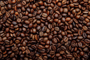 Brown coffee beans close-up