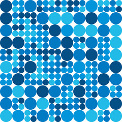 Abstract geometric retro design. Vector dotted seamless pattern in shades of blue.