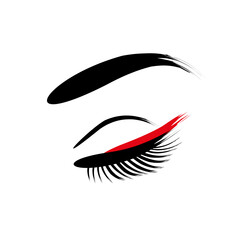 Makeup logo. Eye, eyelashes and eyebrow. Permanent tattoo icon.
