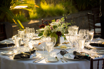 table's set up on a wedding celebration