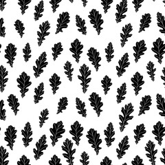 Fototapeta premium Floral seamless pattern with monochrome exotic leaves, modern background. Tropic black and white branches. Fashion vector stock illustration for wallpaper, posters, card, fabric, textile