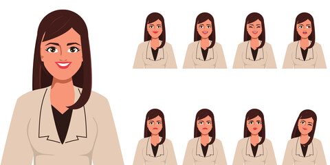 Character for animation mouth and emotional face beautiful woman.