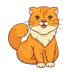 Cute sitting cat. Colored vector illustration of kitten. Funny animal character.