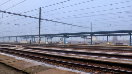 Fototapeta na wymiar railway station in the morning