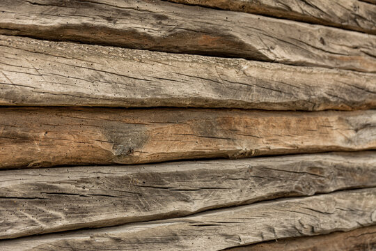 Wooden unpainted wall of old vintage house