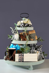 Father's Day or masculine birthday. On-trend farmhouse aesthetic three tiered tray decor filled...