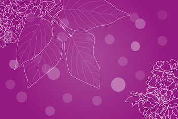 Floral background. Sketch of a blossoming branch. Lilac flowers.