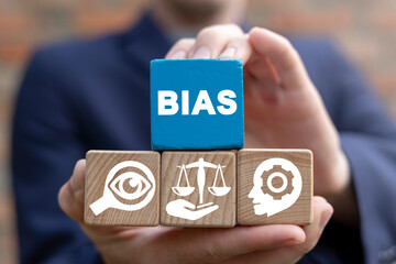 Personal opinions prejudice bias. Concept of facts and biases. - obrazy, fototapety, plakaty
