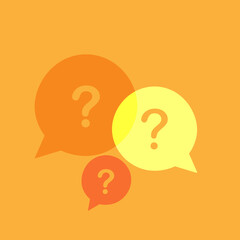 Three linear chat speech message bubbles with question marks. Forum icon. Communication concept. Stock vector illustration isolated on white background.