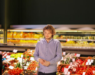 Man buying fruits and vegetables  at the market