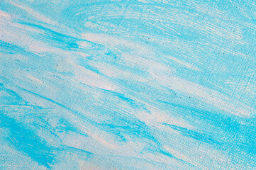 creative sky background: temporary image of cloudy blue heaven on a rough canvas with colored primer
