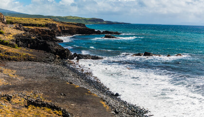 Sea Arch Formed  in The Lava FLows on The Palani Highway, Maui, Hawaii, USA