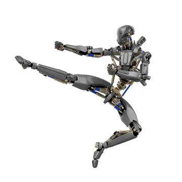 super robot in karate jump