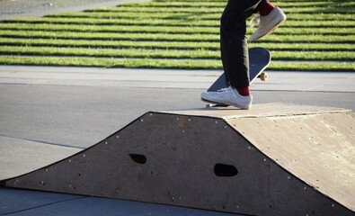 skateboarder in action at a skatepark