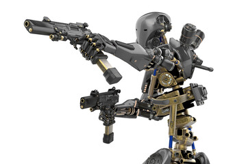 super robot in action with double gun pose