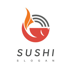 Sushi Logo Design With Fish Symbol