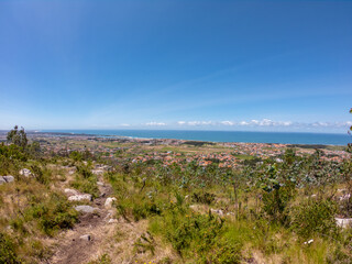 Beautiful aerial vibrant view of Esposende in Portugal. View from the Portuguese coastline with the Atlantic ocean. The Patio das Cabanas (Huts Courtyard) in Vila Cha, Esposende, Portugal.