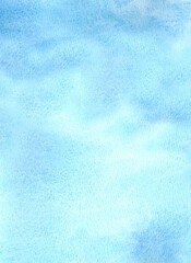 Blue background, watercolor texture. Blue sky. cloud. For posters, banners. The illustration is hand-drawn.