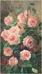 Papier Peint photo Mosaïque Vitrail rose. Image pour impression sur verre. Graphiques vectoriels