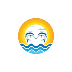 marlin fish icon logo illustration