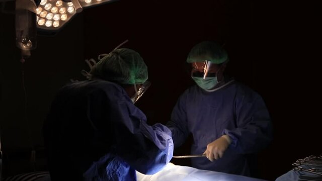 Doctor and assitance team do operation the patient,Team surgeon at work in operating room 