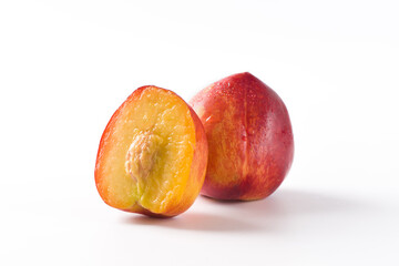 Group of whole nectarine fruits isolated on white background with clipping path