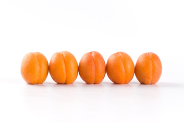  Fresh apricots fruit isolated on white background