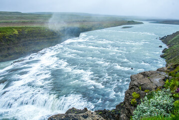 Gullfoss waterfall located in the canyon of Hvita river, Iceland