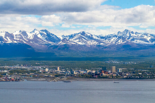 Anchorage, Alaska during May with winter slowing melting away