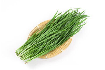 Fresh Chinese chives,Garlic chives on white background