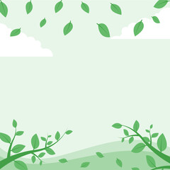 Green foliage nature background vector illustration in flat style. Suitable for web banners, social media, postcard, and many more.