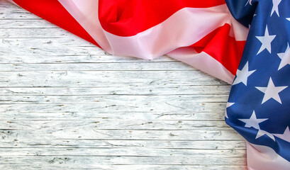 Fototapeta na wymiar american flag on wooden background