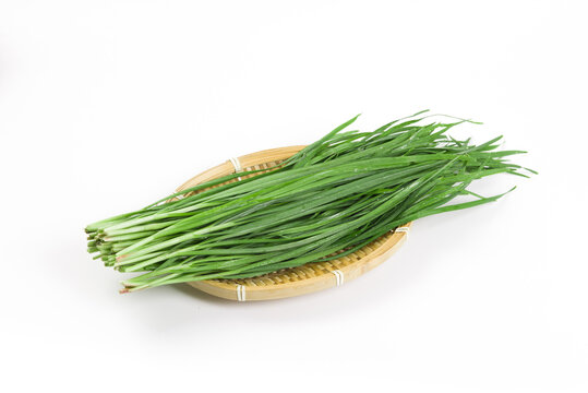 Fresh Chinese chives,Garlic chives on white background