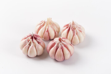 Garlic Cloves and Garlic Bulb isolated on white background