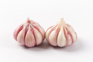 Garlic Cloves and Garlic Bulb isolated on white background