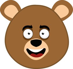 Vector emoticon illustration of the face of a cartoon bear with a happy expression