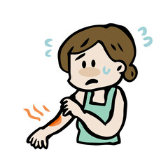 腕に腫物/炎症ができる女性