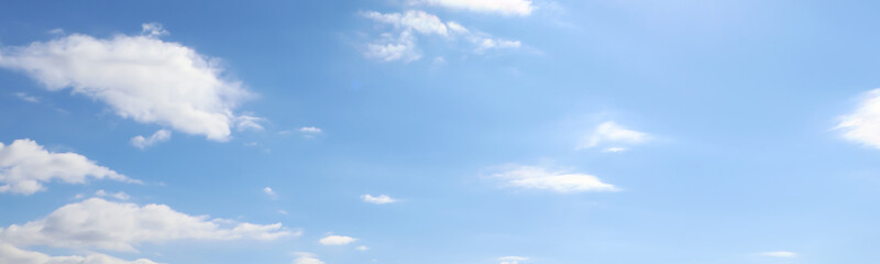 Beautiful blue sky with white clouds, banner design