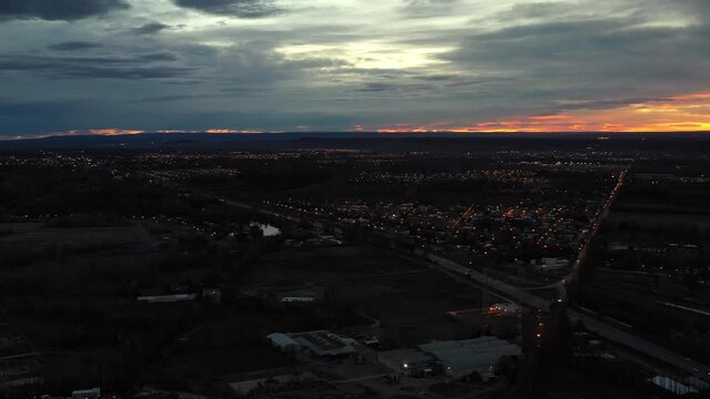 From the drones we can capture the Sunset in the Patagonian autumn. 4K
