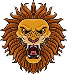 Fototapeta na wymiar Angry cartoon lion head mascot 