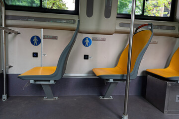Yellow seats on buses