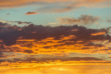 Amazing cloudscape on the sky at sunset time.
