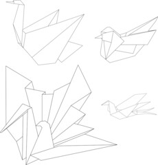 origami birds: for logo, icons, badges