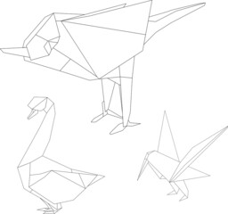 Fototapeta na wymiar origami birds: for logo, icons, badges
