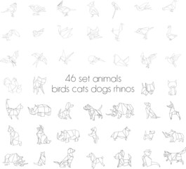 Origami Animals: Birds Cats Dogs Rhinoceroses