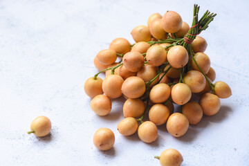 Ripe Fresh Rambeh Fruit, Rambi harvest from tree at the garden summer tropical fruit in Thailand