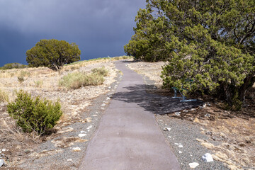 Paved hiking trail at Gran Quivira Ruins, an historical Spanish missions at Salinas Pueblo Missions National Monument