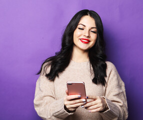 Fototapeta premium Woman watching funny videos on internet.