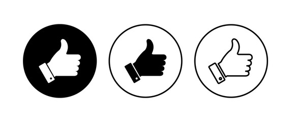 Thumbs up icon set. Hand like. Like icon vector.