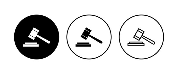 Gavel icon set. judge gavel icon vector. law icon vector. auction hammer